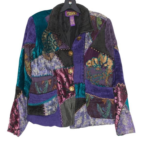 Tapestry Patch Vintage Jacket Patchwork Y2K Boho Art Teacher Eclectic Size Small - Picture 1 of 16
